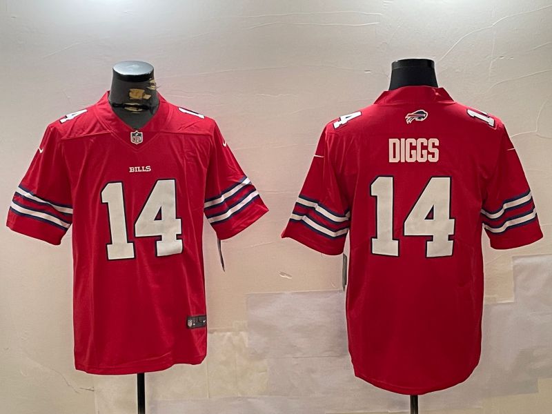 Men Buffalo Bills #14 Diggs Red Second generation 2024 Nike Limited NFL Jersey style 1